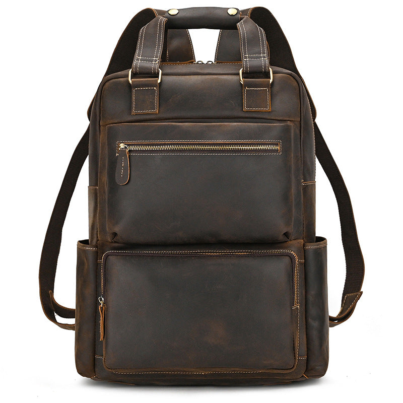Men's Retro Crazy Horse Leather Multifunctional Large Travel Bags