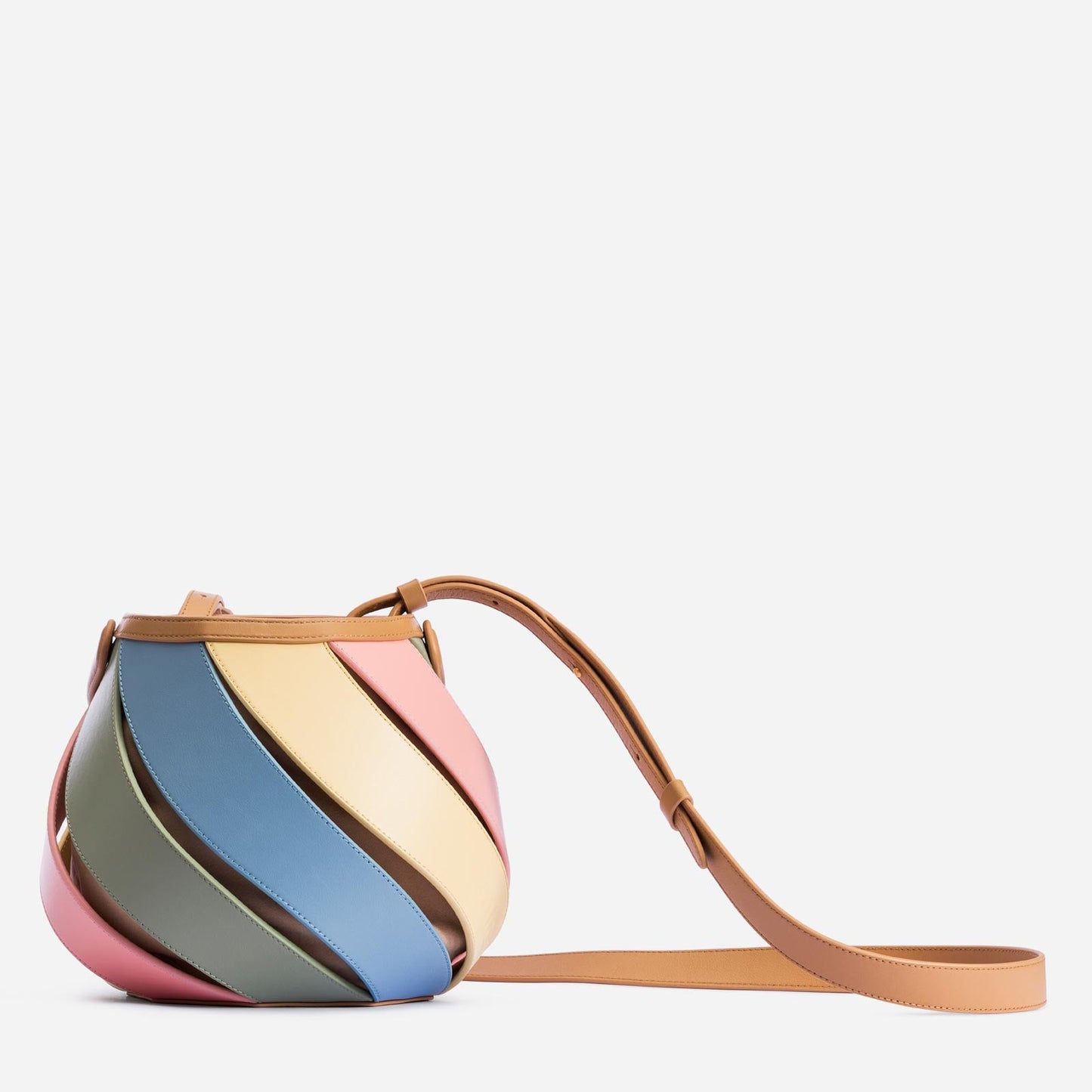 Design Rainbow Contrast Stitching Geometric Cylinder Bucket Bags