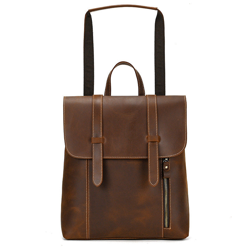 Women's Retro Leather Crazy Horse Light Leisure Backpacks
