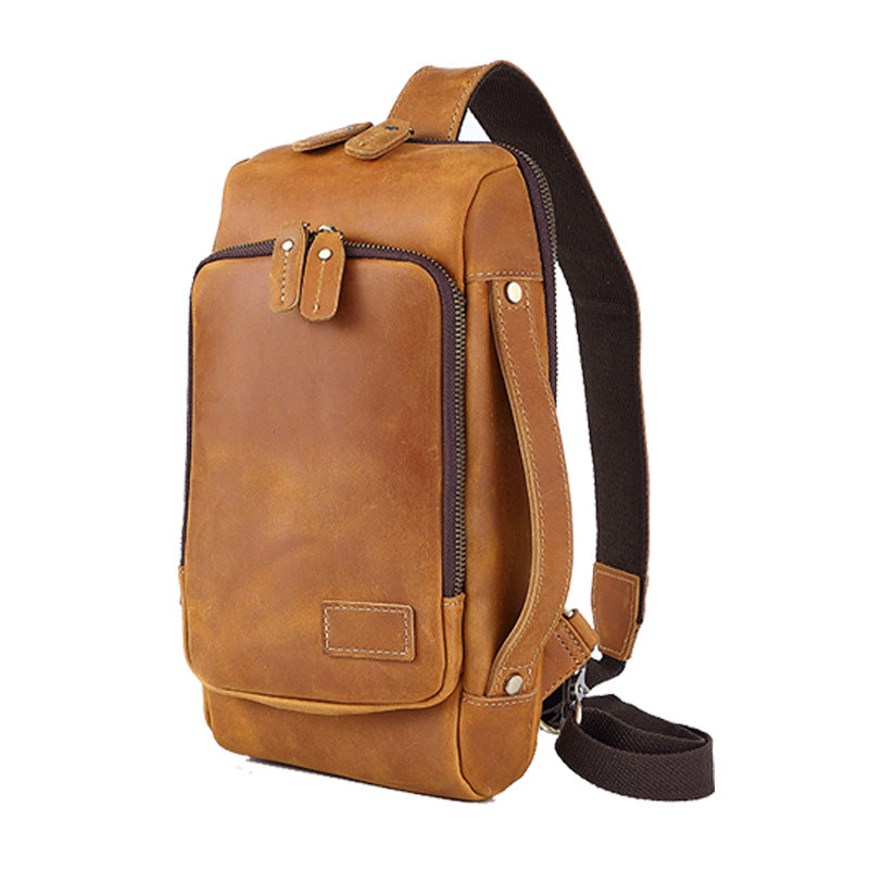 Men's Retro Genuine Leather First Layer Cowhide Men's Chest Bags
