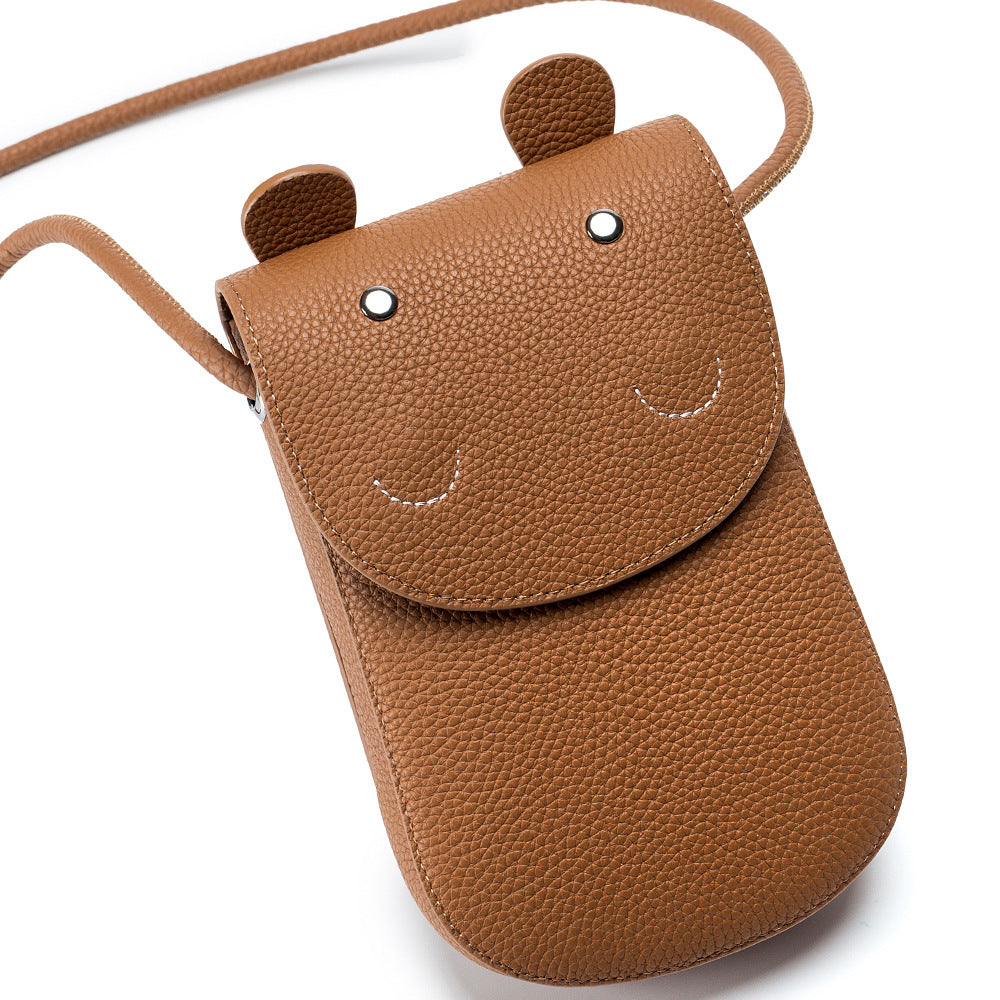 Women's Leather Niche Cute Mini Hippo Mobile Phone Bags