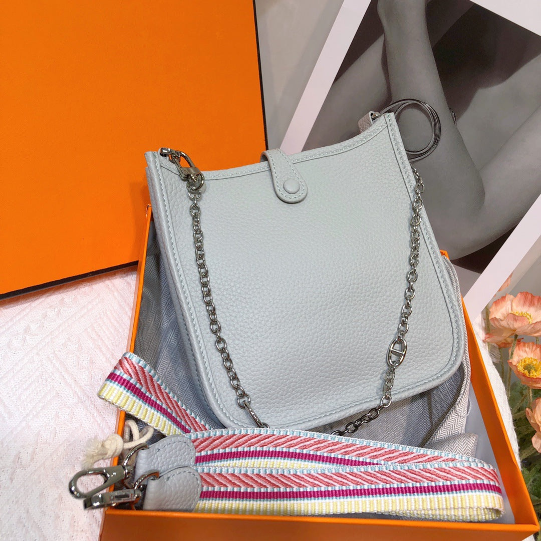 Women's First Layer Cowhide Genuine Leather Lychee Bucket Bags