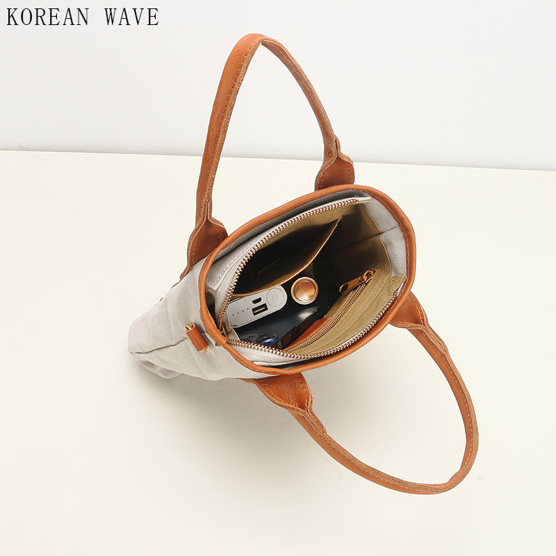 Women's Design Canvas With Leather Daily Commuter Small Square Bags