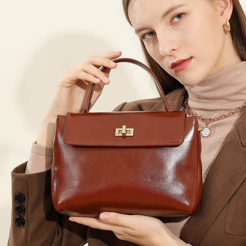Women's Genuine Leather Advanced Texture Fashion Commuter Crossbody Bags