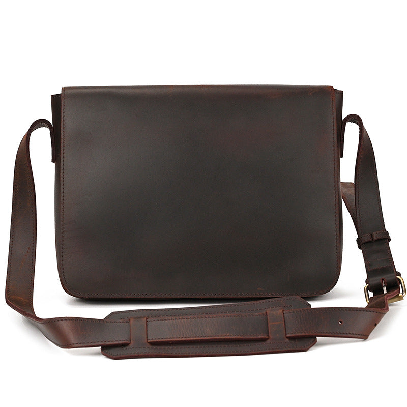 Men's Crazy Horse Leather Vintage Genuine Cowhide Men's Shoulder Bags