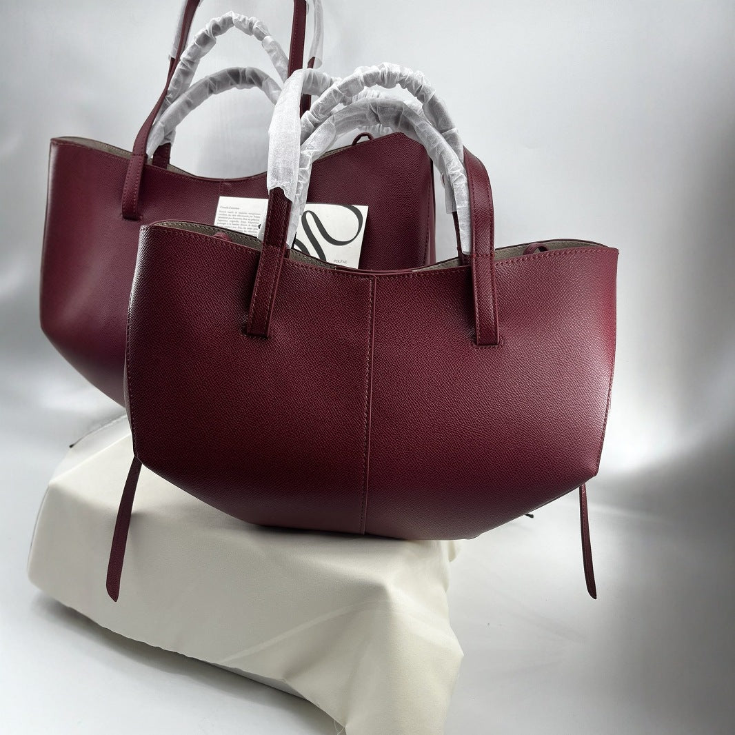 Women's French Cowhide Large Capacity Totes Pleated Shoulder Bags