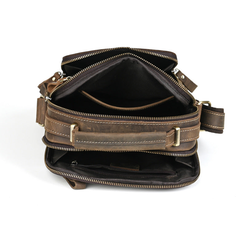 Men's Leather Retro Crazy Horse Multifunctional First Men's Shoulder Bags