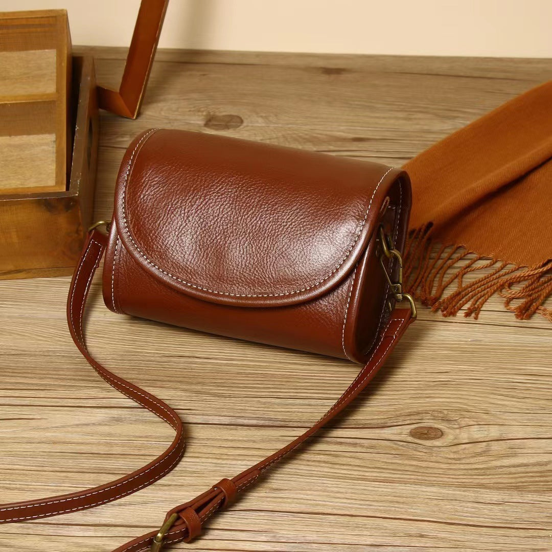 Women's Autumn Genuine Leather Retro Vegetable Tanning Crossbody Bags