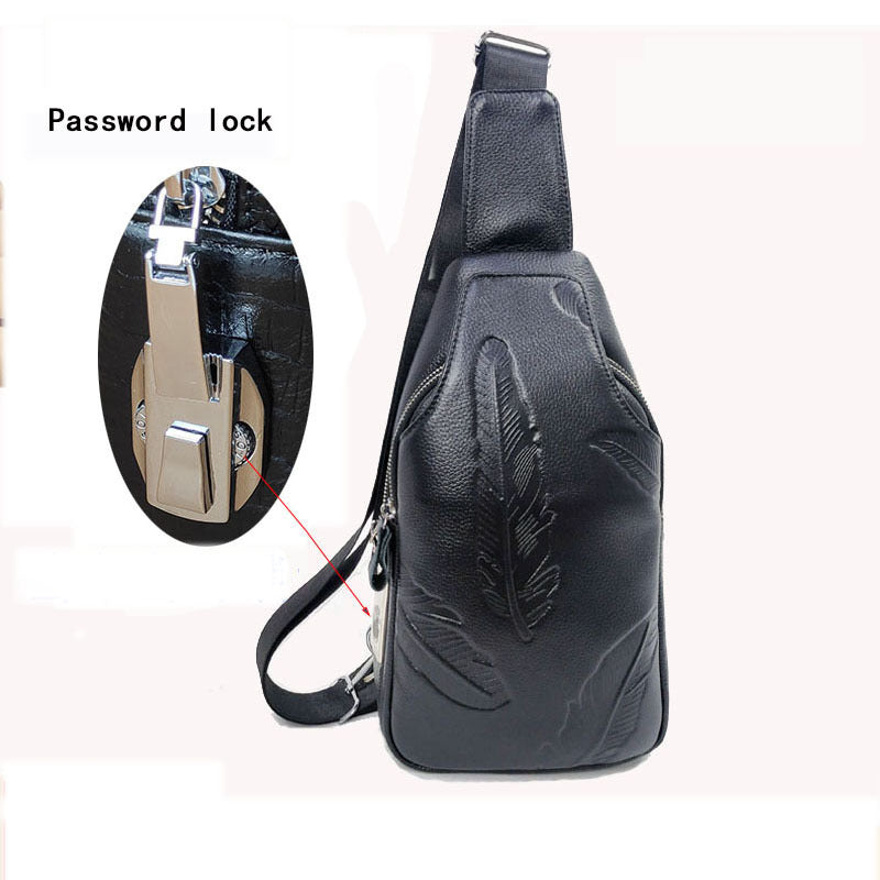 Men's Trendy Leather High-grade Safety Password Backpacks