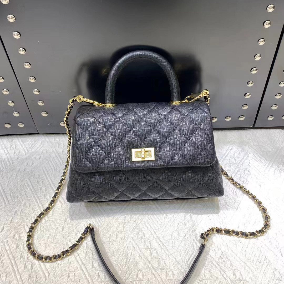 Women's Genuine Leather Caviar First Layer Cowhide Handbags