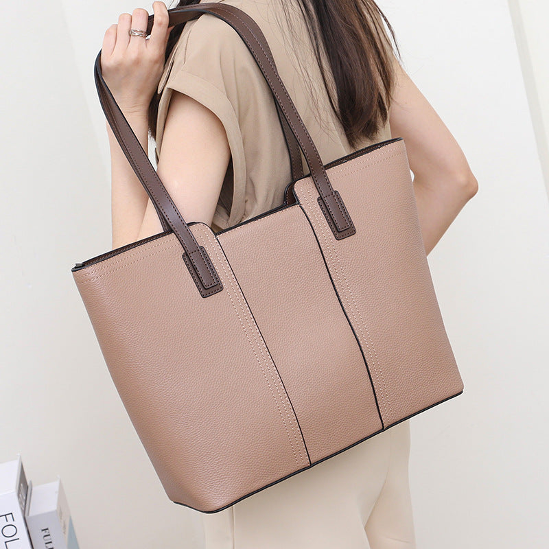 Women's Large Capacity Leather Graceful Niche Commuter Tote Bags