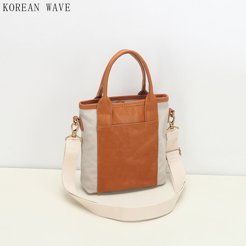 Women's Design Canvas With Leather Daily Commuter Small Square Bags