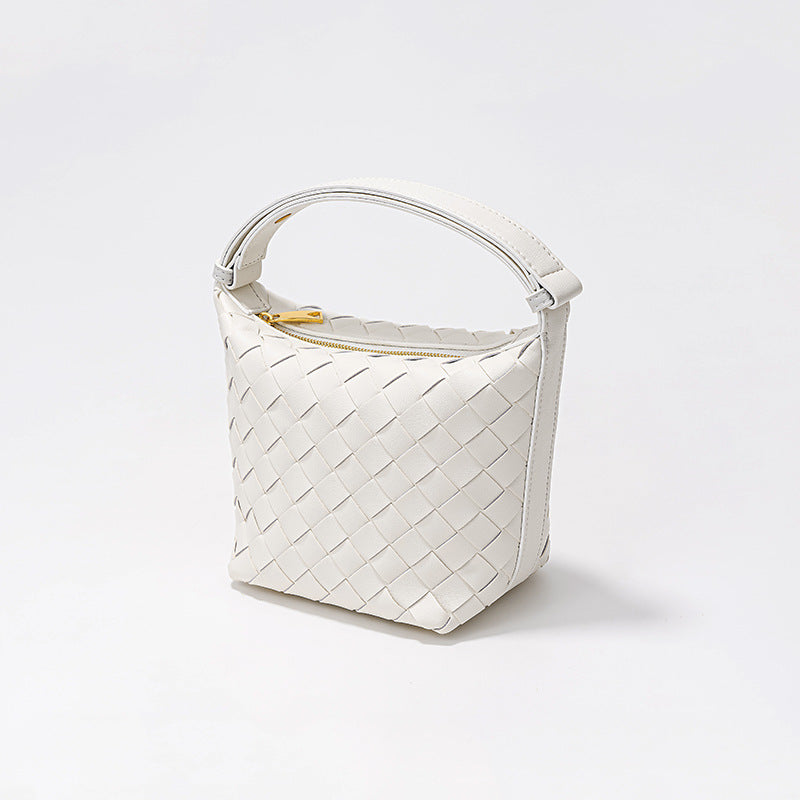 Women's Woven Lunch Box Style Design Sier Bucket Bags