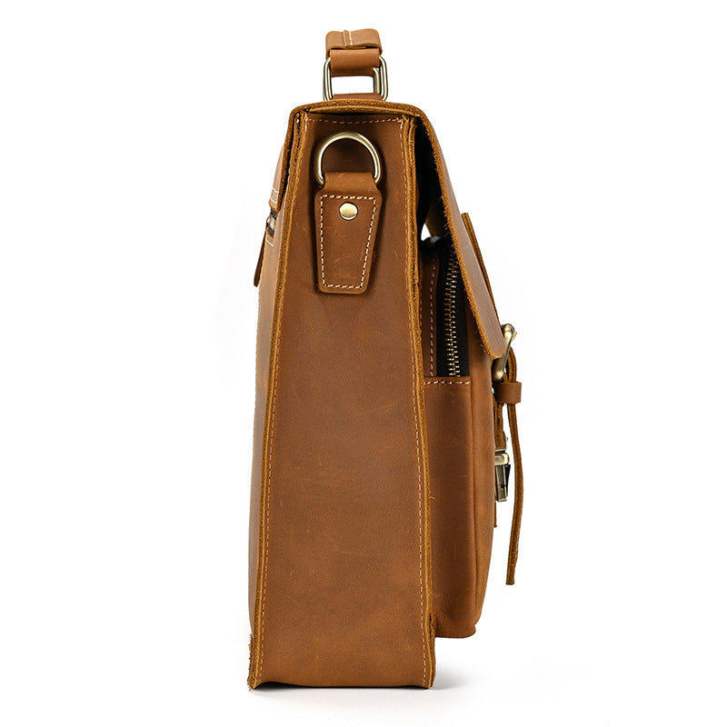Men's Crazy Horse Leather Vintage Business Trip Men's Briefcases