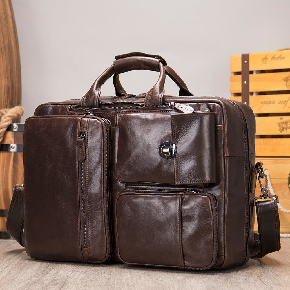 Men's Leather Cowhide Inch Computer Business Multifunction Men's Briefcases