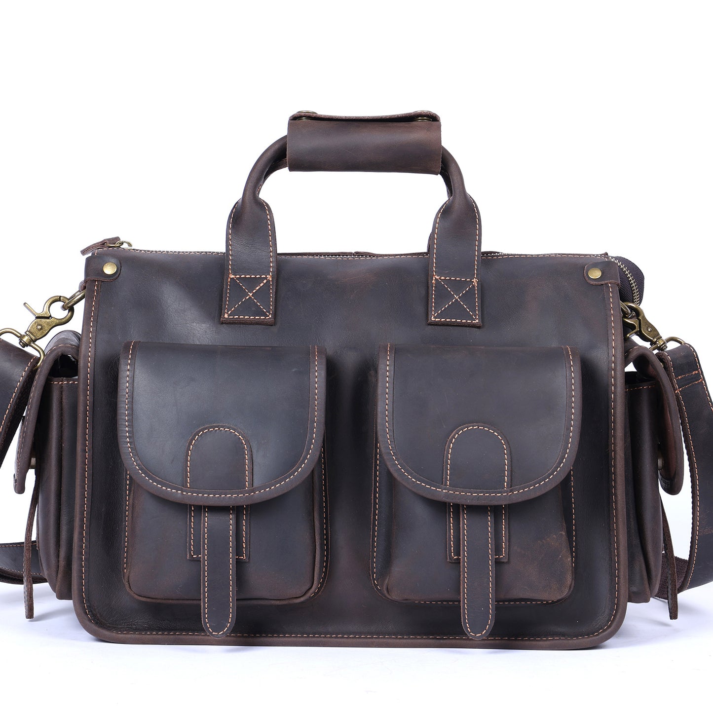 Men's Simple Retro First Layer Cowhide Crazy Men's Briefcases
