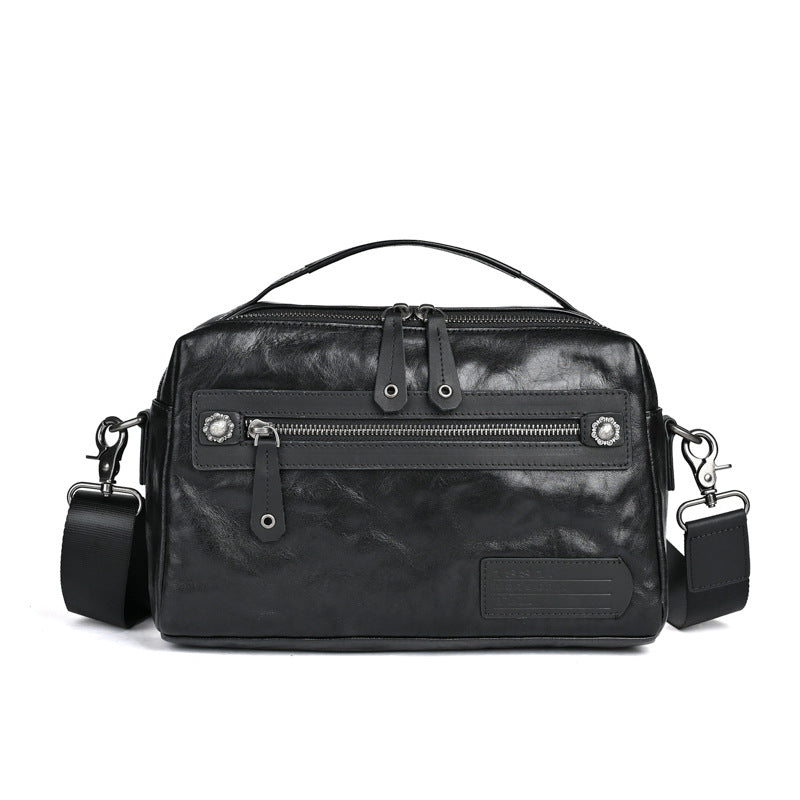 Men's Retro Hand Grip Pattern Vegetable Tanned Men's Shoulder Bags
