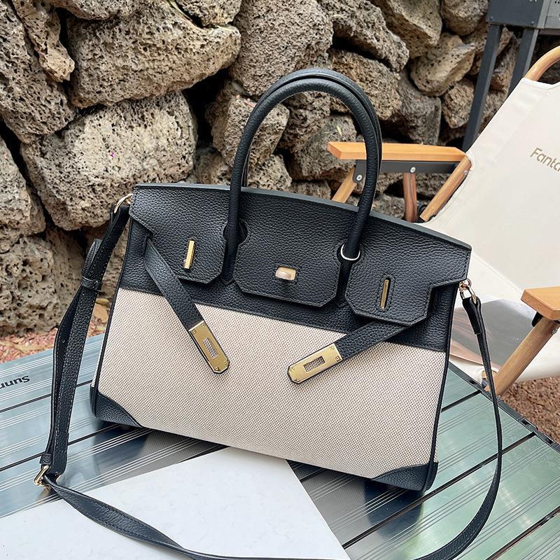 Women's Stitching Contrast Color One Kelly Large Handbags