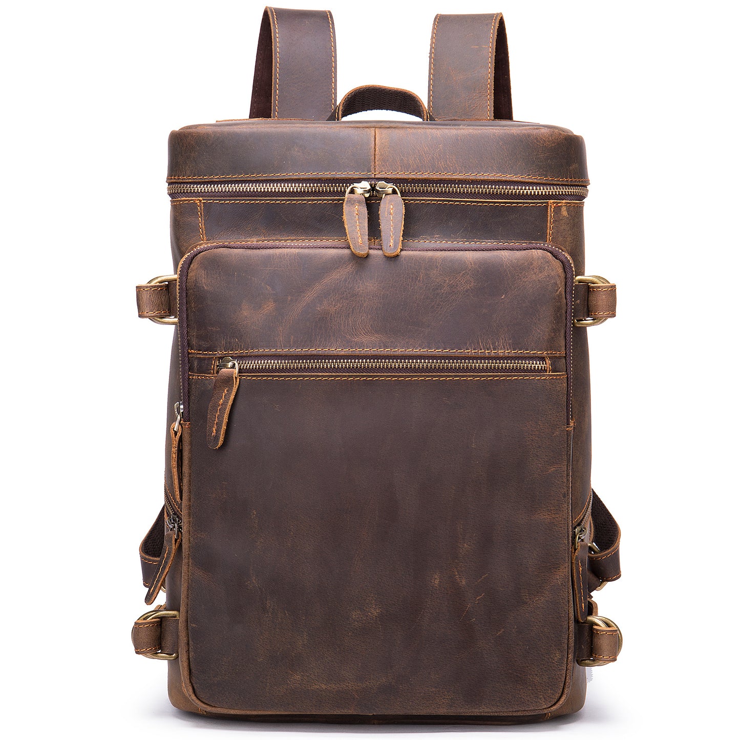 Men's Leather Korean Style Computer Retro Crazy Backpacks