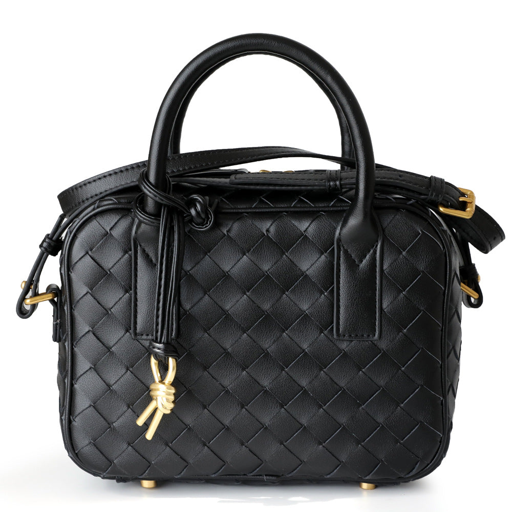 Women's Box Handmade Genuine Leather Hand-woven Commuter Small Square Bags
