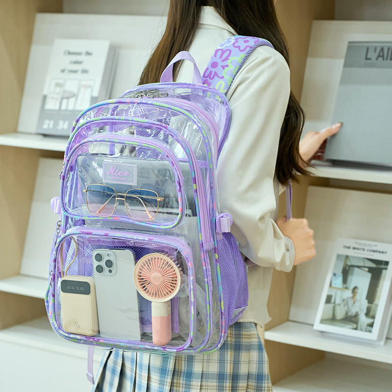 Women's Transparent Campus College Large Capacity Leisure Backpacks