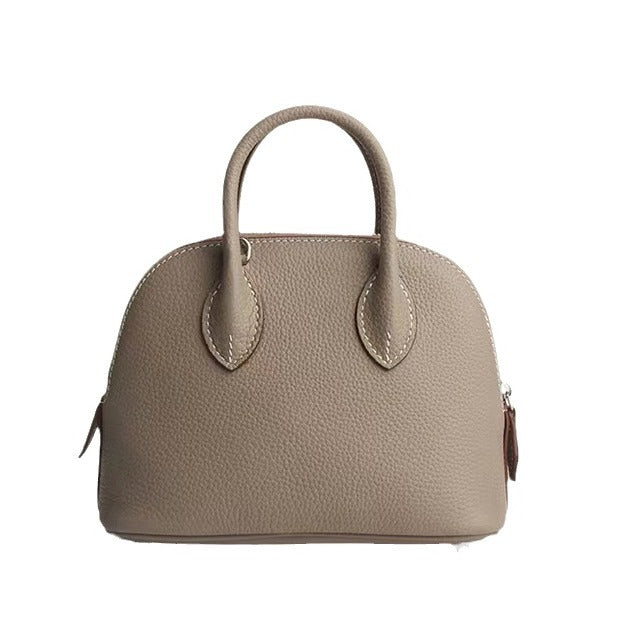 Women's Genuine Leather Shell Niche Simple Bowling Handbags