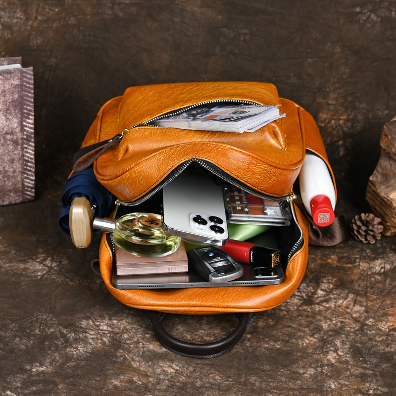 Women's Genuine Leather Retro Large Capacity Backpacks