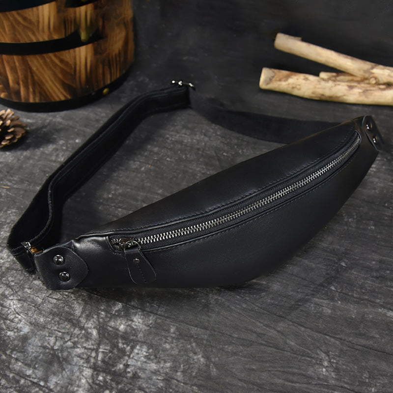 Women's & Men's & Retro Crazy Horse Leather Simple Fashion Genuine Men's Waist Packs