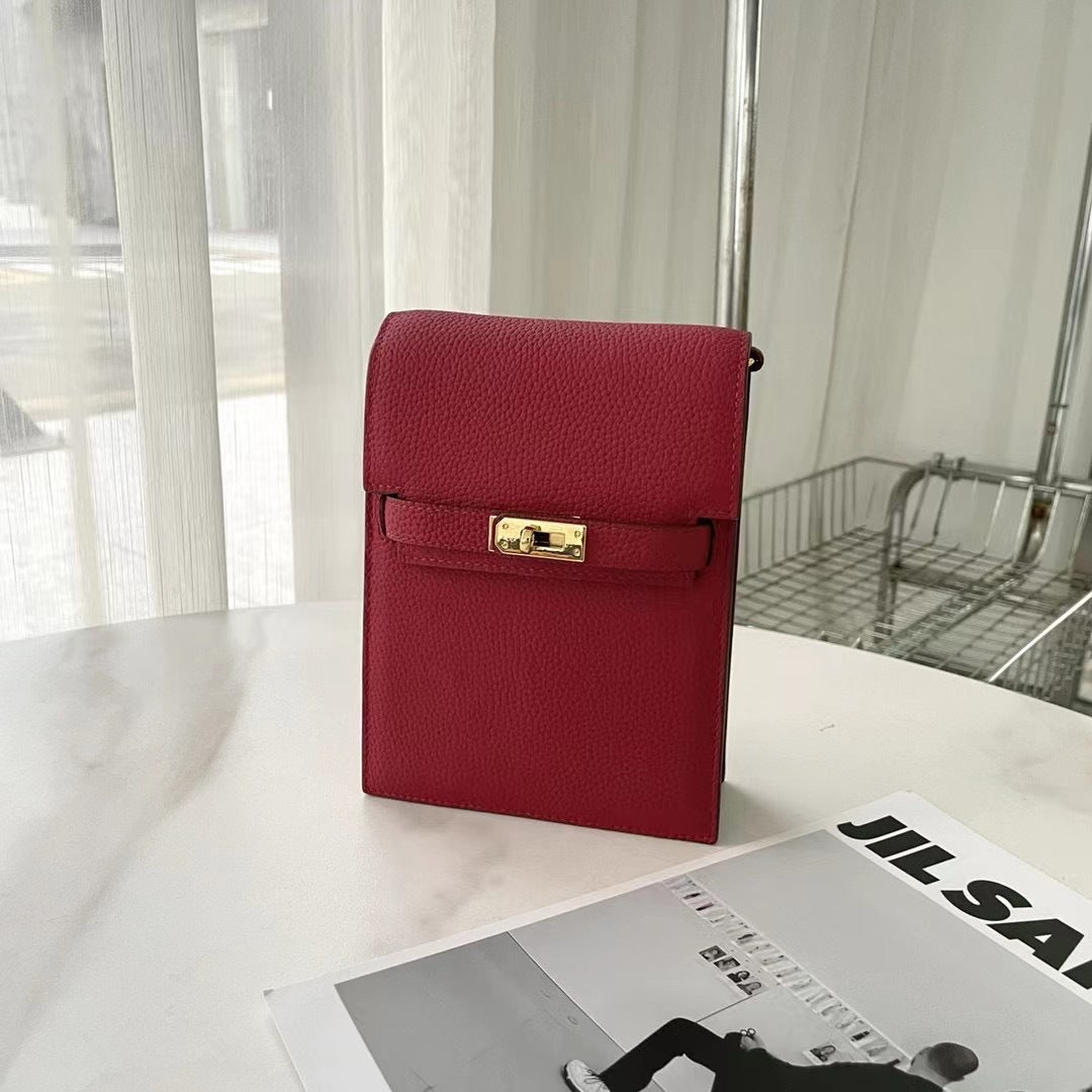 Fashion Genuine Leather Female Kelly Vertical Light Phone Bags