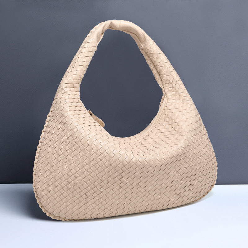 Women's Crescent Woven Large Capacity Simple Croissant Armpit Bags