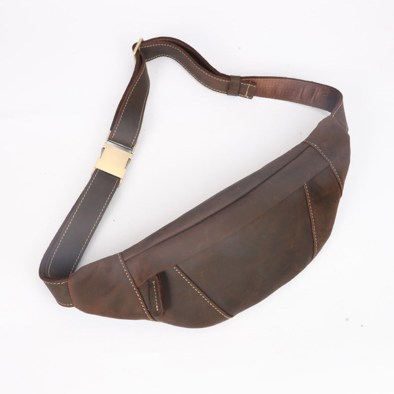 Men's Crazy Horse Leather Convenient Cowhide Men's Waist Packs