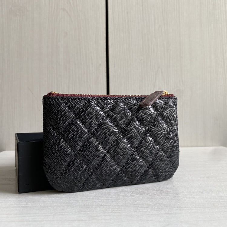 Women's Caviar Pattern Cowhide Classic Style Genuine Card Holder