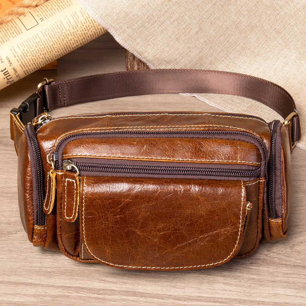 Men's Checkout Genuine Leather Wear Mobile Pouch Men's Waist Packs