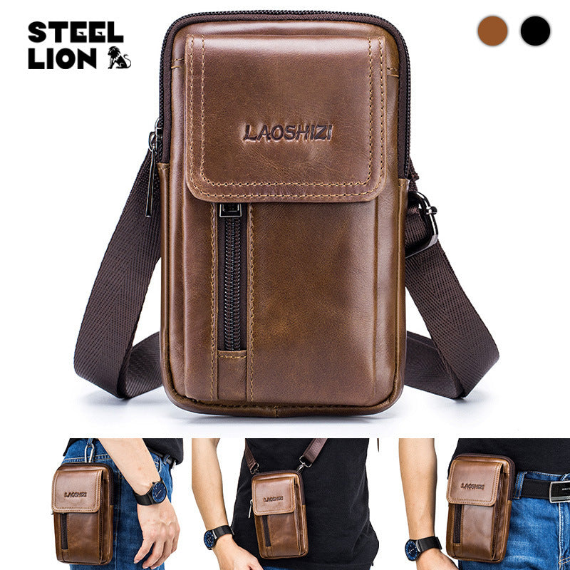 Men's Cowhide First Layer For Leather Men's Waist Packs