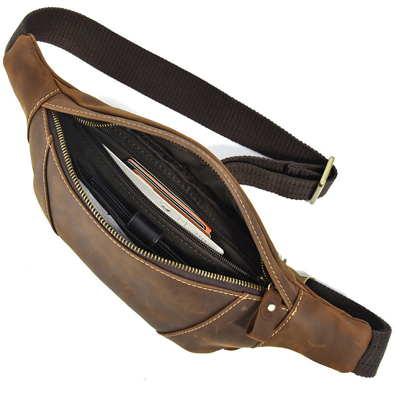 Women's & Men's & Horse Leather Genuine Blue Black Men's Chest Bags