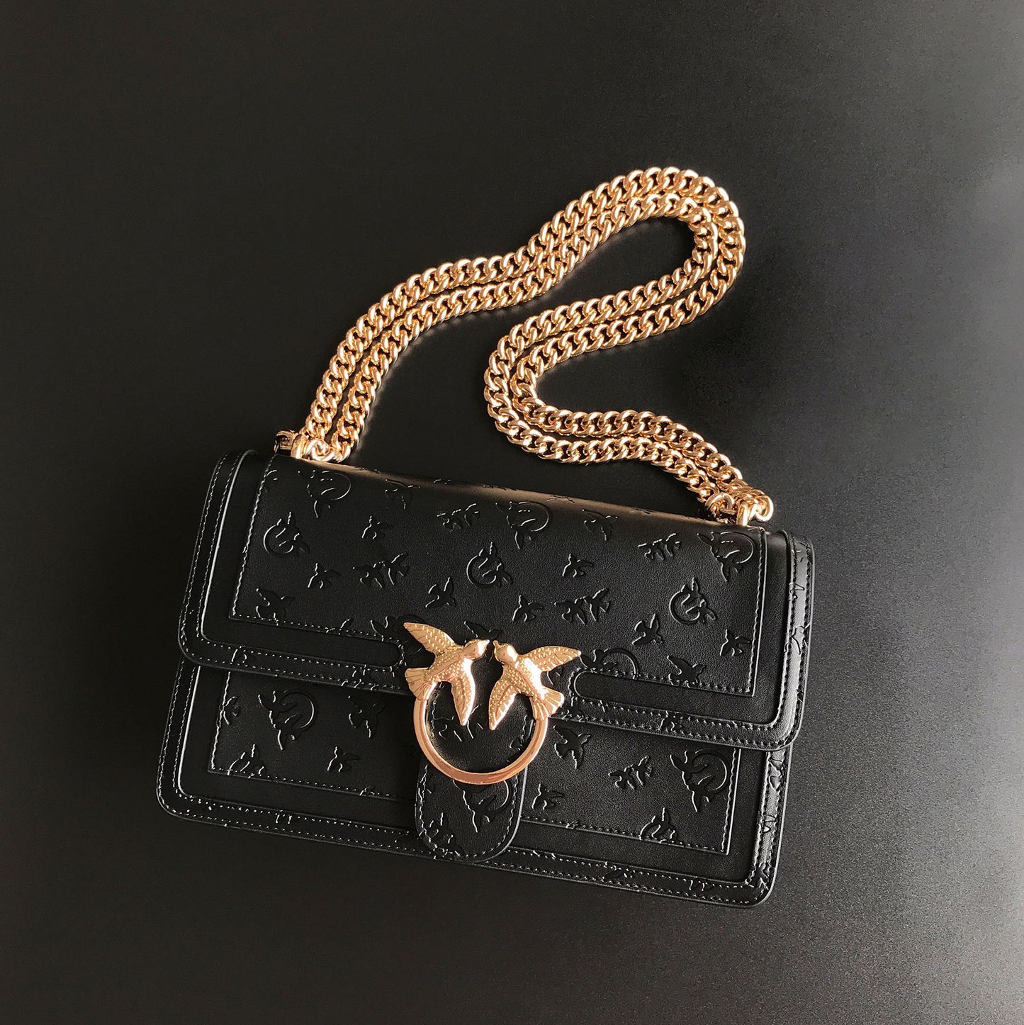 Women's Genuine Leather High Quality Embossed Chain Armpit Bags