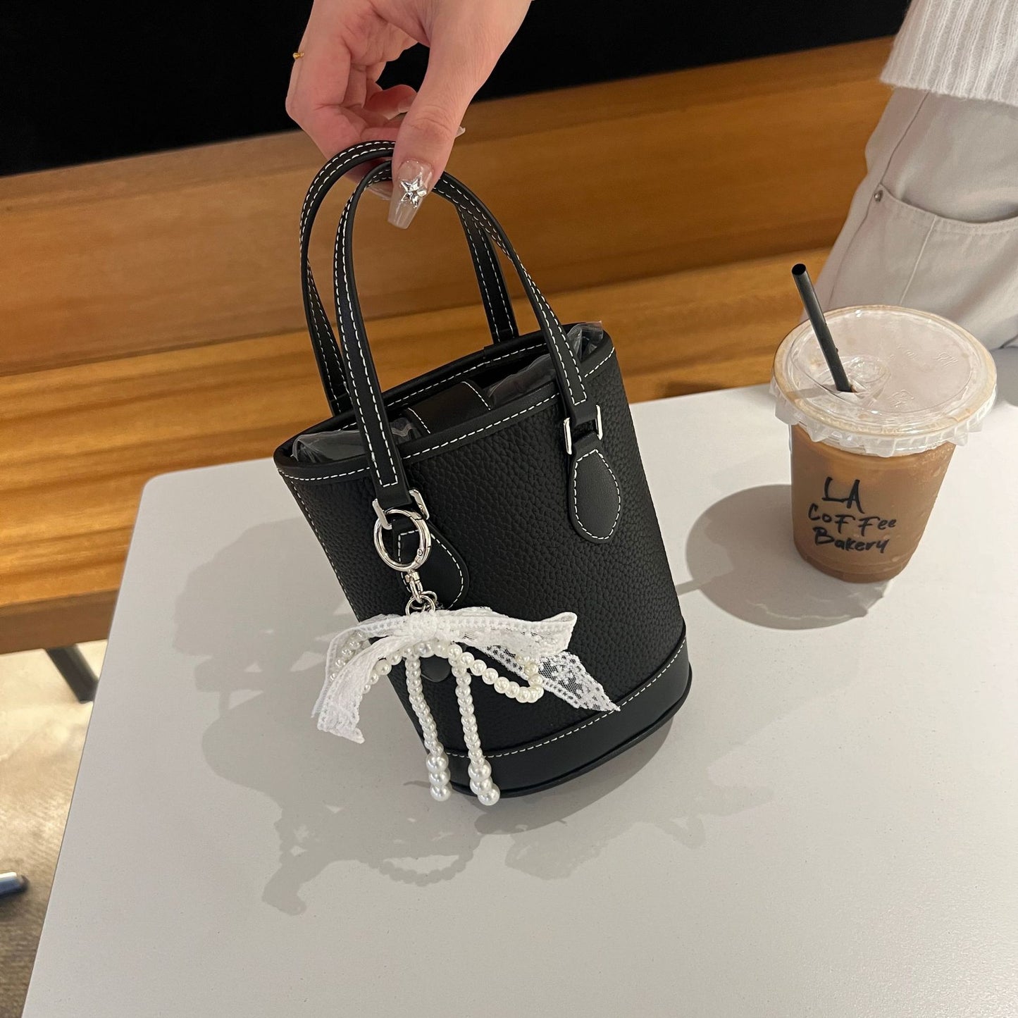 Female First Layer Leather Large Capacity Color Bucket Bags