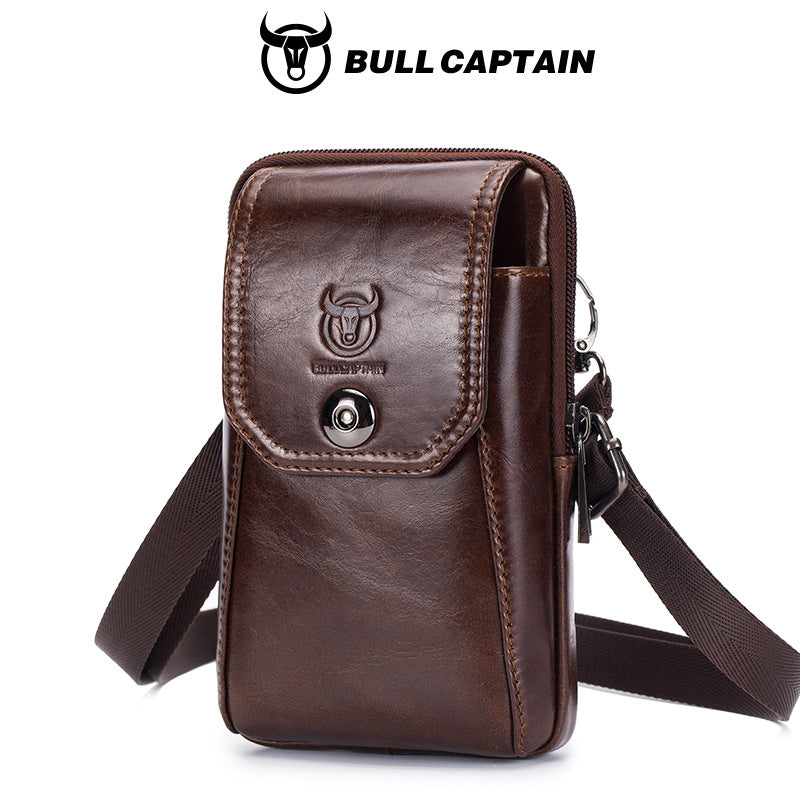 Men's Bull Captain Leather Wear Mobile Pouch Men's Waist Packs