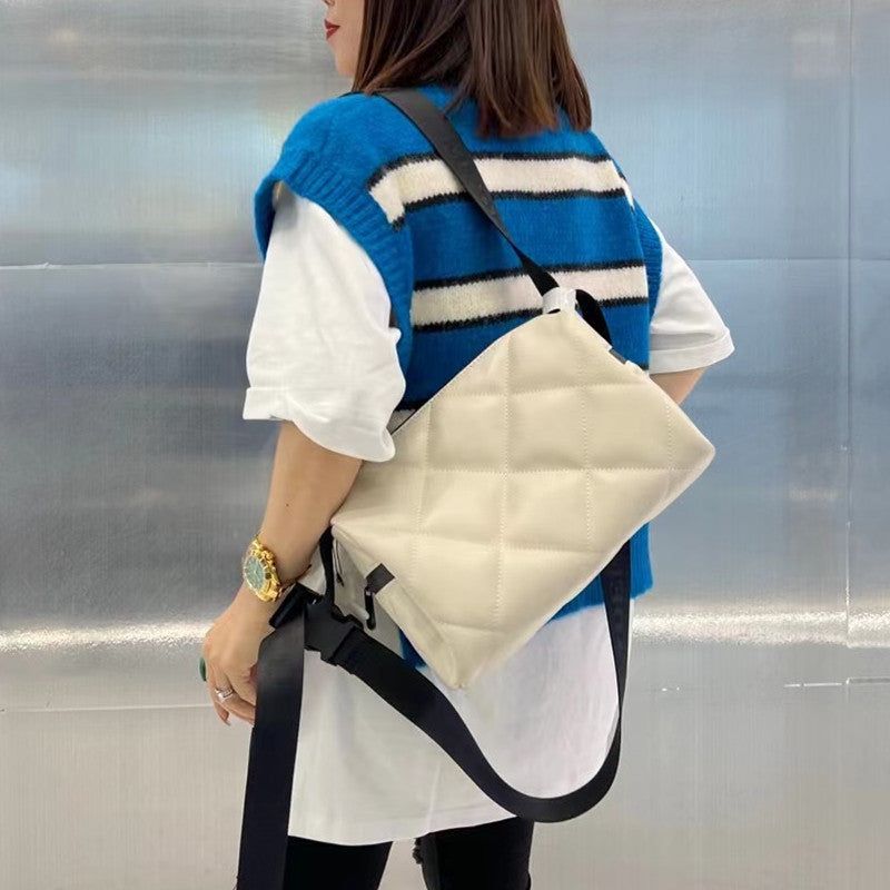 Women's Soft Leather Lazy Style Diamond Pattern Crossbody Bags