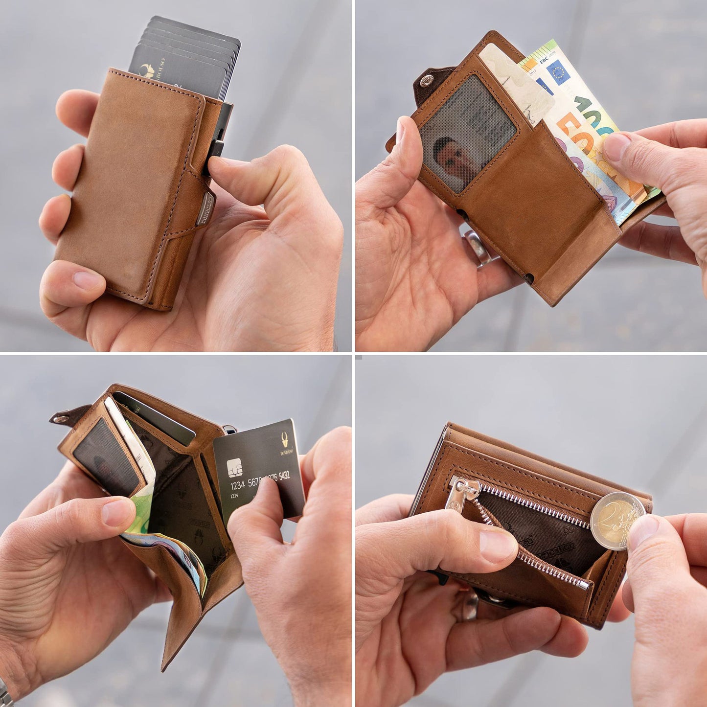 Men's Cover Crazy Horse Multi Slots Large Card Holder