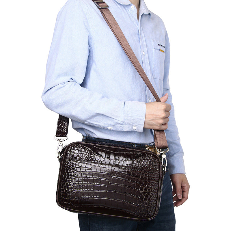 Men's Crocodile Belly Pattern Leather Fashion Horizontal Men's Shoulder Bags