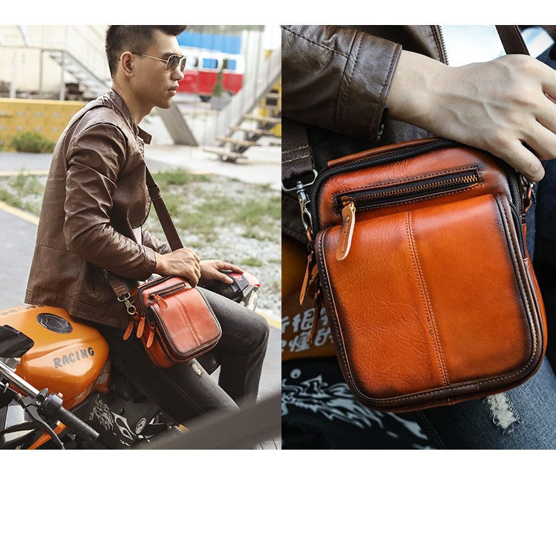 Men's Top Layer Oil Waxed Leather Cowhide Men's Messenger Bags