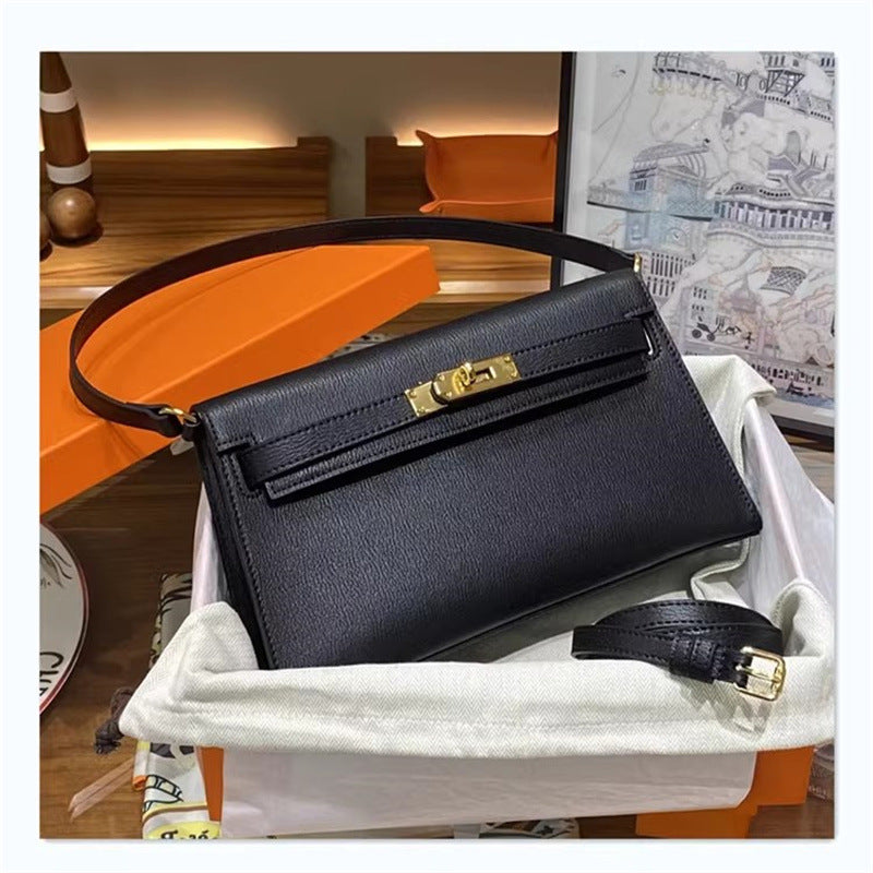 Women's Genuine Leather Clutch Elegant French High-grade Shoulder Bags