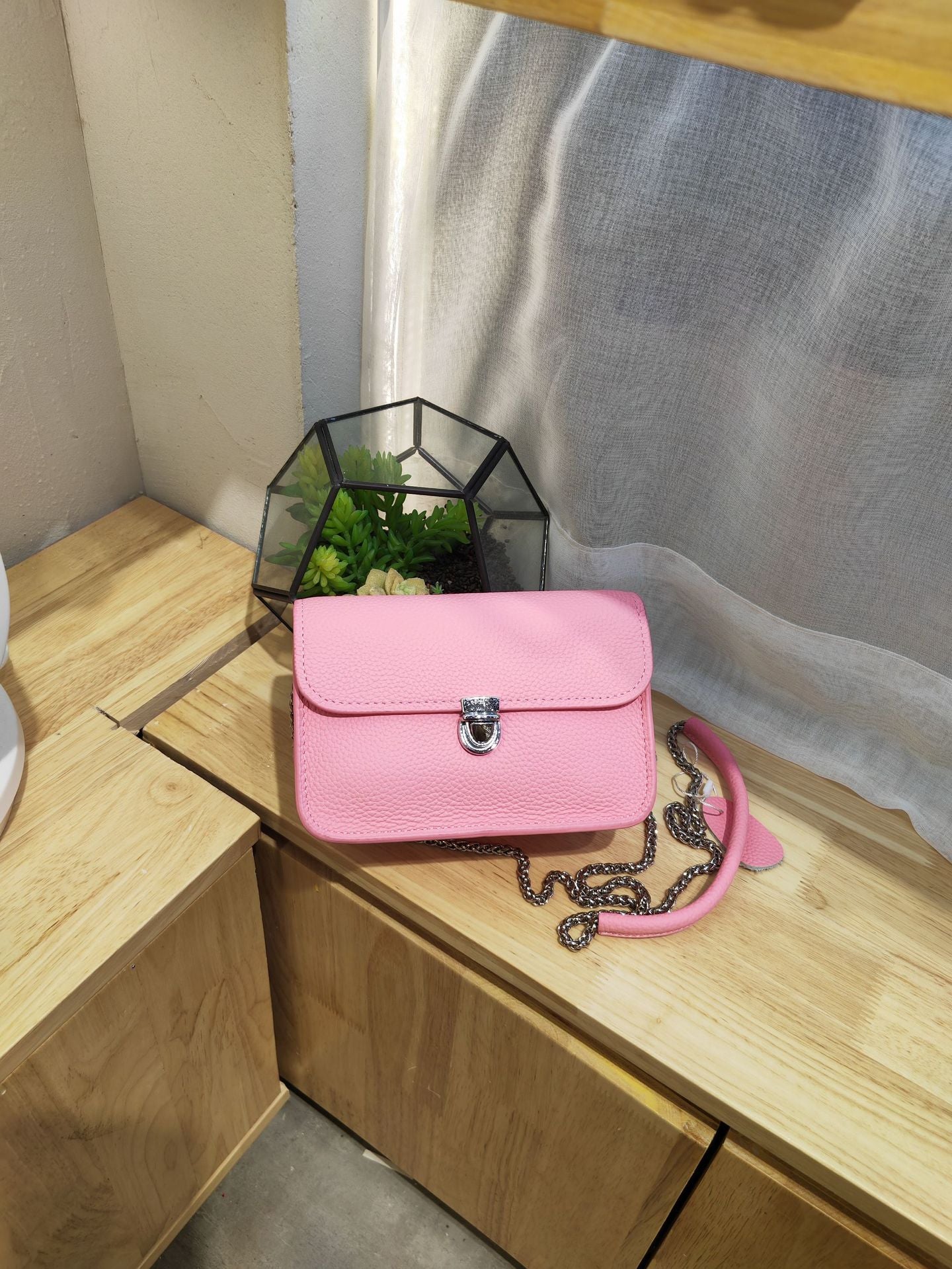 Women's Lychee Pattern Fashion Top Layer Cowhide Shoulder Bags