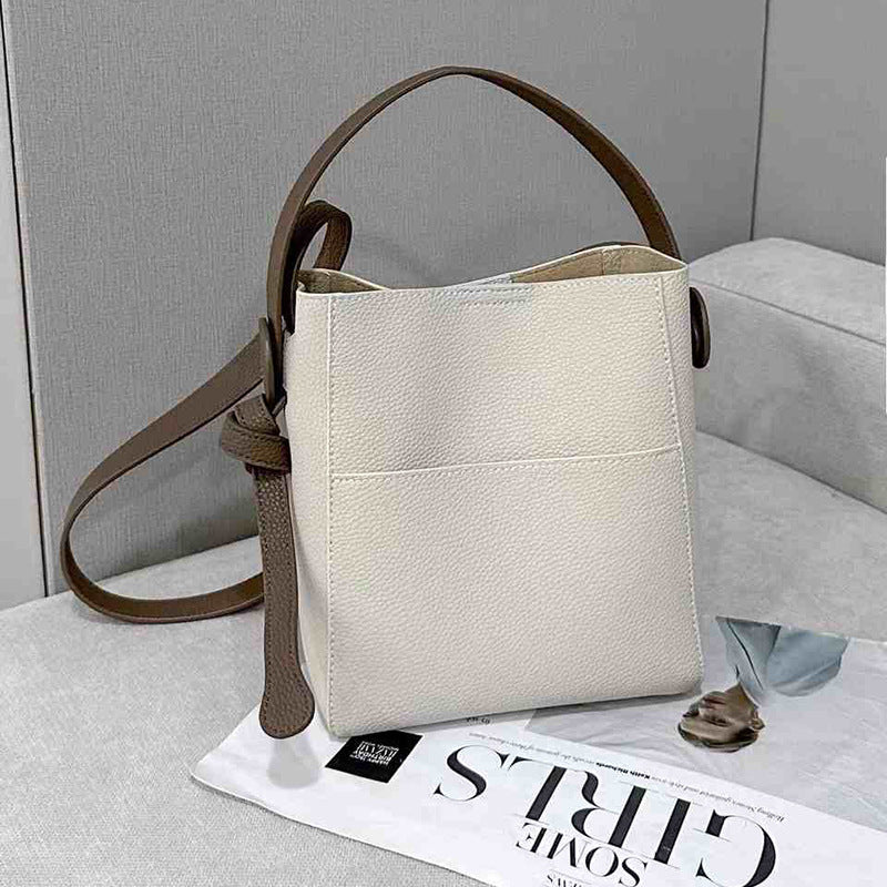 Women's Layer Cowhide Portable Lychee Pattern Commuter Versatile Shoulder Bags