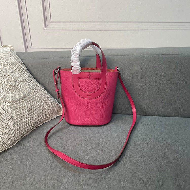 Women's Nose Vegetable Basket First Layer Leather Shoulder Bags