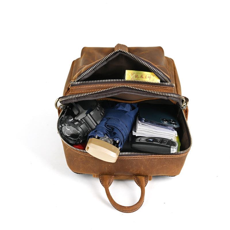 Men's Crazy Horse Leather First Layer Cowhide Men's Chest Bags