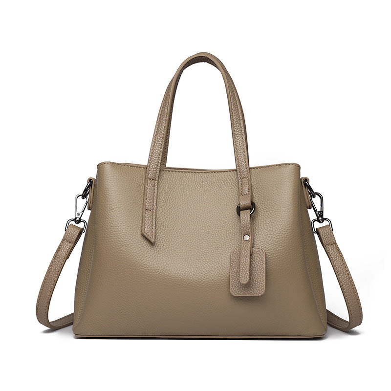 Women's Lychee Pattern Simple Large Capacity Soft Leather Textured Temperament Crossbody Bags