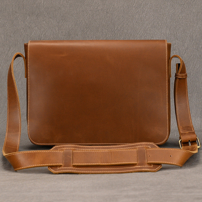 Men's Crazy Horse Leather Genuine Flap Storage Men's Shoulder Bags