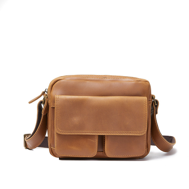 Men's First Layer Cowhide Solid Color Genuine Leather Men's Messenger Bags